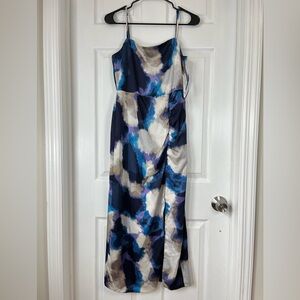 NWT TAYLOR tie dye print slit front Midi Dress size 6